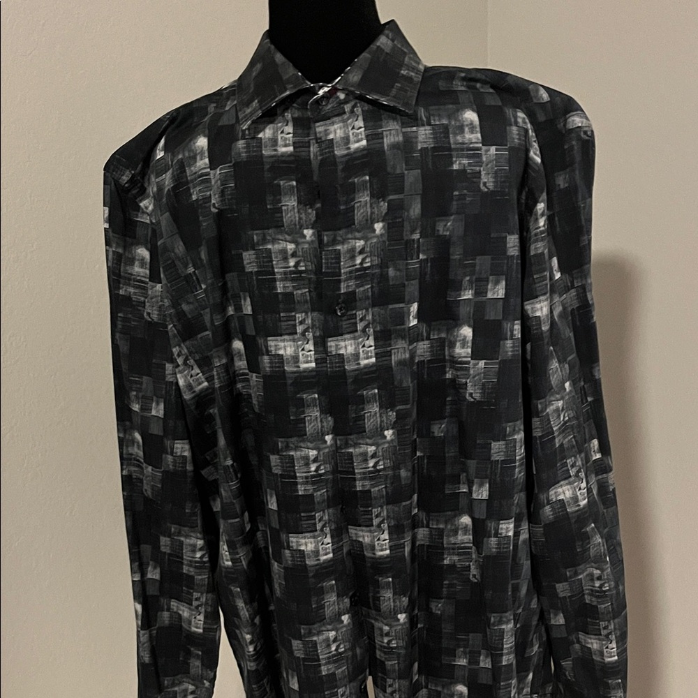 Robert Graham Black and Gray Checkered Shirt